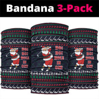Santa Hole in One Christmas Neck Gaiter with Golf Clubs and Festive Pattern - Wonder Print Shop