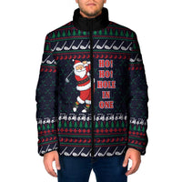 Santa Hole in One Christmas Padded Jacket with Golf Clubs and Festive Pattern - Wonder Print Shop