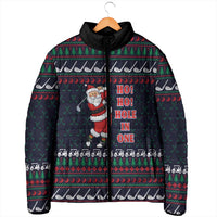 Santa Hole in One Christmas Padded Jacket with Golf Clubs and Festive Pattern - Wonder Print Shop