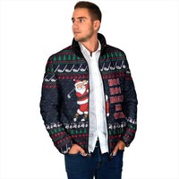 Santa Hole in One Christmas Padded Jacket with Golf Clubs and Festive Pattern - Wonder Print Shop