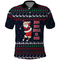 Santa Hole in One Christmas Polo Shirt with Golf Clubs and Festive Pattern - Wonder Print Shop