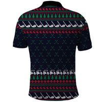 Santa Hole in One Christmas Polo Shirt with Golf Clubs and Festive Pattern - Wonder Print Shop