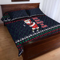Santa Hole in One Christmas Quilt Bed Set with Golf Clubs and Festive Pattern - Wonder Print Shop
