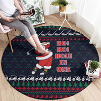Santa Hole in One Christmas Round Carpet with Golf Clubs and Festive Pattern - Wonder Print Shop