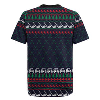 Santa Hole in One Christmas Rugby Jersey with Golf Clubs and Festive Pattern - Wonder Print Shop