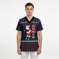 Santa Hole in One Christmas Scrub Top with Golf Clubs and Festive Pattern - Wonder Print Shop
