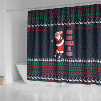 Santa Hole in One Christmas Shower Curtain with Golf Clubs and Festive Pattern - Wonder Print Shop
