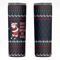 Santa Hole in One Christmas Skinny Tumbler with Golf Clubs and Festive Pattern - Wonder Print Shop
