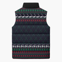 Santa Hole in One Christmas Sleeveless Puffer Jacket with Golf Clubs and Festive Pattern - Wonder Print Shop