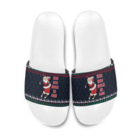 Santa Hole in One Christmas Slide Sandals with Golf Clubs and Festive Pattern - Wonder Print Shop