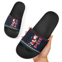 Santa Hole in One Christmas Slide Sandals with Golf Clubs and Festive Pattern - Wonder Print Shop