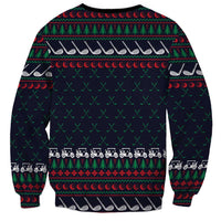 Santa Hole in One Christmas Sweatshirt with Golf Clubs and Festive Pattern - Wonder Print Shop