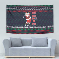 Santa Hole in One Christmas Tapestry with Golf Clubs and Festive Pattern - Wonder Print Shop