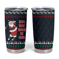 Santa Hole in One Christmas Tumbler Cup with Golf Clubs and Festive Pattern - Wonder Print Shop