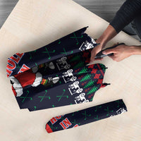 Santa Hole in One Christmas Umbrella with Golf Clubs and Festive Pattern - Wonder Print Shop