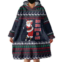 Santa Hole in One Christmas Wearable Blanket Hoodie with Golf Clubs and Festive Pattern - Wonder Print Shop