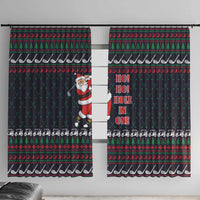 Santa Hole in One Christmas Window Curtain with Golf Clubs and Festive Pattern - Wonder Print Shop