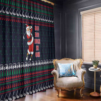 Santa Hole in One Christmas Window Curtain with Golf Clubs and Festive Pattern - Wonder Print Shop