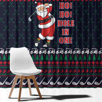 Santa Hole in One Christmas Window Curtain with Golf Clubs and Festive Pattern - Wonder Print Shop
