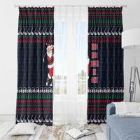 Santa Hole in One Christmas Window Curtain with Golf Clubs and Festive Pattern - Wonder Print Shop