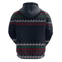 Santa Hole in One Christmas Zip Hoodie with Golf Clubs and Festive Pattern - Wonder Print Shop