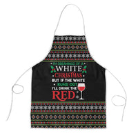 White and Red Christmas Wine Apron with Festive Pattern and Holiday Cheer - Wonder Print Shop