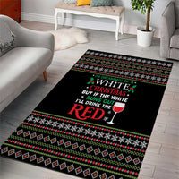 White and Red Christmas Wine Area Rug with Festive Pattern and Holiday Cheer - Wonder Print Shop