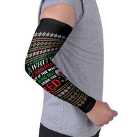 White and Red Christmas Wine Arm Sleeves with Festive Pattern and Holiday Cheer - Wonder Print Shop