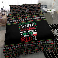 White and Red Christmas Wine Bedding Set with Festive Pattern and Holiday Cheer - Wonder Print Shop