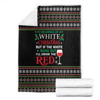 White and Red Christmas Wine Blanket with Festive Pattern and Holiday Cheer - Wonder Print Shop