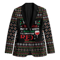 White and Red Christmas Wine Blazer with Festive Pattern and Holiday Cheer - Wonder Print Shop