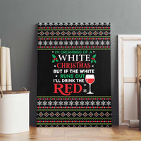 White and Red Christmas Wine Canvas Wall Art with Festive Pattern and Holiday Cheer - Wonder Print Shop