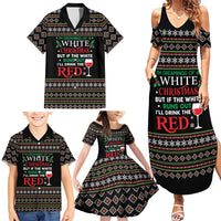 White and Red Christmas Wine Family Matching Summer Maxi Dress and Hawaiian Shirt with Festive Pattern and Holiday Cheer - Wonder Print Shop