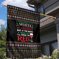 White and Red Christmas Wine Garden Flag with Festive Pattern and Holiday Cheer - Wonder Print Shop