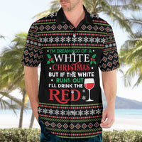 White and Red Christmas Wine Hawaiian Shirt with Festive Pattern and Holiday Cheer - Wonder Print Shop