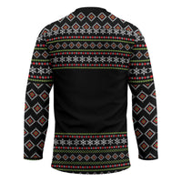 White and Red Christmas Wine Hockey Jersey with Festive Pattern and Holiday Cheer - Wonder Print Shop