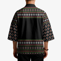 White and Red Christmas Wine Kimono with Festive Pattern and Holiday Cheer - Wonder Print Shop