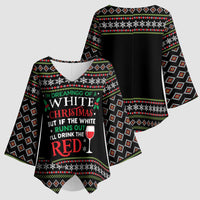 White and Red Christmas Wine Kimono Sleeve Blouse with Festive Pattern and Holiday Cheer - Wonder Print Shop