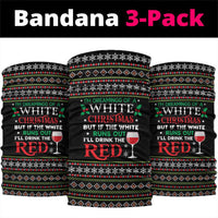 White and Red Christmas Wine Neck Gaiter with Festive Pattern and Holiday Cheer - Wonder Print Shop