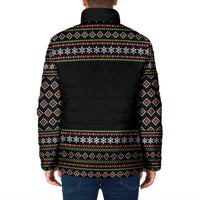 White and Red Christmas Wine Padded Jacket with Festive Pattern and Holiday Cheer - Wonder Print Shop