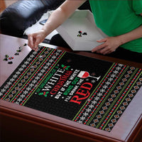 White and Red Christmas Wine Puzzle with Festive Pattern and Holiday Cheer - Wonder Print Shop