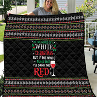 White and Red Christmas Wine Quilt with Festive Pattern and Holiday Cheer - Wonder Print Shop
