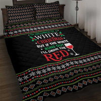 White and Red Christmas Wine Quilt Bed Set with Festive Pattern and Holiday Cheer - Wonder Print Shop
