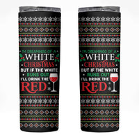 White and Red Christmas Wine Skinny Tumbler with Festive Pattern and Holiday Cheer - Wonder Print Shop