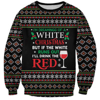 White and Red Christmas Wine Sweatshirt with Festive Pattern and Holiday Cheer - Wonder Print Shop