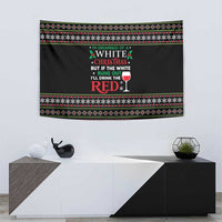 White and Red Christmas Wine Tapestry with Festive Pattern and Holiday Cheer - Wonder Print Shop