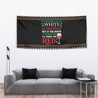 White and Red Christmas Wine Tapestry with Festive Pattern and Holiday Cheer - Wonder Print Shop
