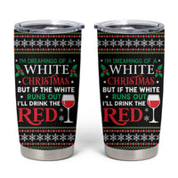White and Red Christmas Wine Tumbler Cup with Festive Pattern and Holiday Cheer - Wonder Print Shop