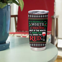 White and Red Christmas Wine Tumbler Cup with Festive Pattern and Holiday Cheer - Wonder Print Shop