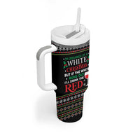 White and Red Christmas Wine Tumbler With Handle with Festive Pattern and Holiday Cheer - Wonder Print Shop
